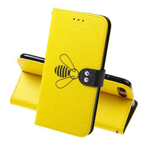 Etui en PU abeille de soie jaune pour votre Apple iPhone 8 Plus/7 Plus 5.5 pouces