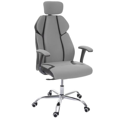 Chaise de bureau MENDLER HWC-F12, chaise pivotante, tissu + similicuir gris/noir