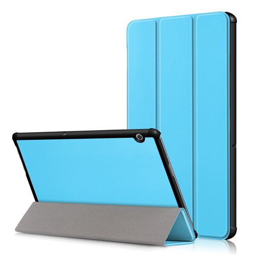Etui en PU trois volets bleu clair pour votre Huawei Mediapad T5 10