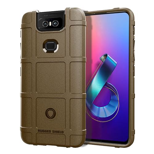 Coque en TPU carré bouclier marron pour votre Asus Zenfone 6 ZS630KL