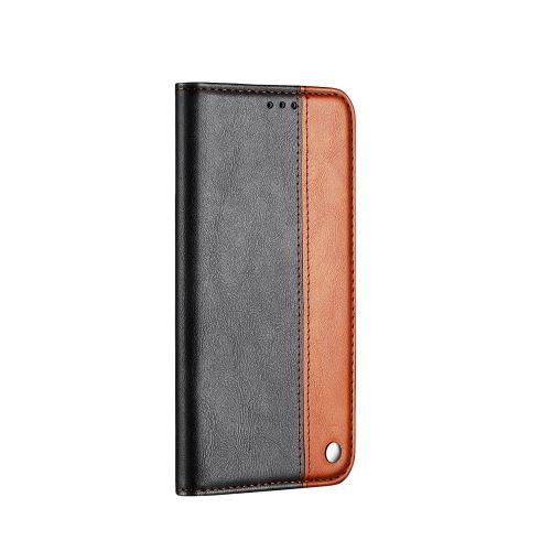 Etui en PU Bicolore de style professionnel à absorption automatique avec support et fente pour carte marron pour votre Samsung Galaxy M20