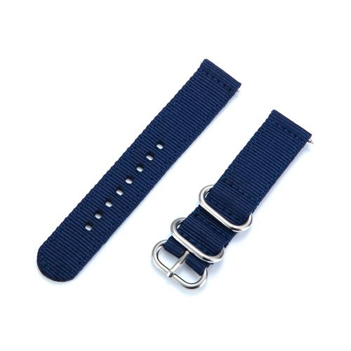 Bracelet en PU Toile à trois boucles 20 mm bleu foncé pour votre Garmin 245/Vivoactive 3/Venu/Vivomove HR