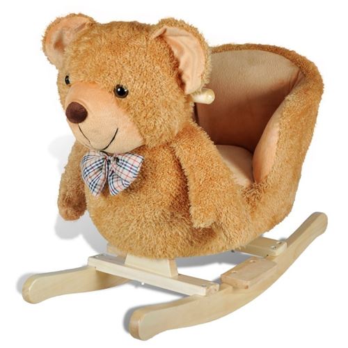 Siège fauteuil chaise à bascule enfant jouet tissu marron