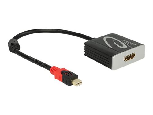 Delock Adapter Mini Displayport 1.2 Male > Hdmi Female 4K Active - Convertisseur Vidéo - Parade Ps176 - Displayport - Hdmi - Noir