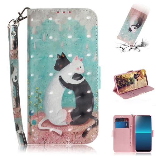 Etui en PU décor de tache lumineuse à motifs deux chats pour votre Sony Xperia L4