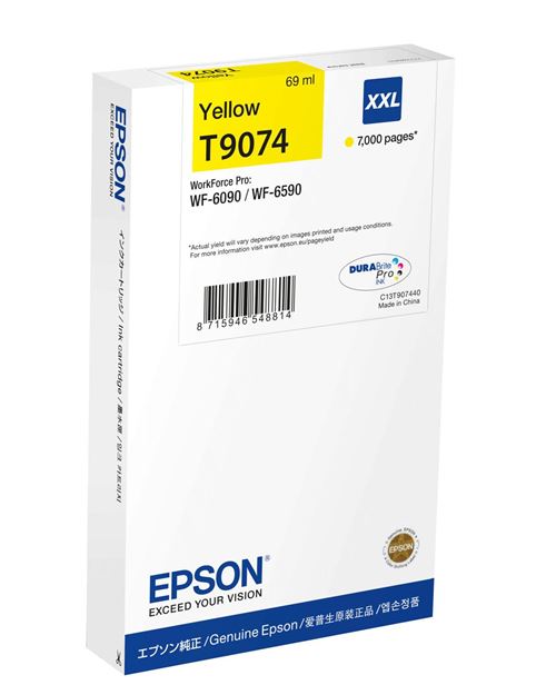 Epson Jaune T9074 - 69 Ml - Taille Xxl - Original - Cartouche D'encre - Pour Workforce Pro Wf-6090, Wf-6590