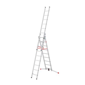 Echelle transformable pro 3 plans 3x9 échelons 5,8m/6,6m en aluminium Hailo ProfiLot - 1
