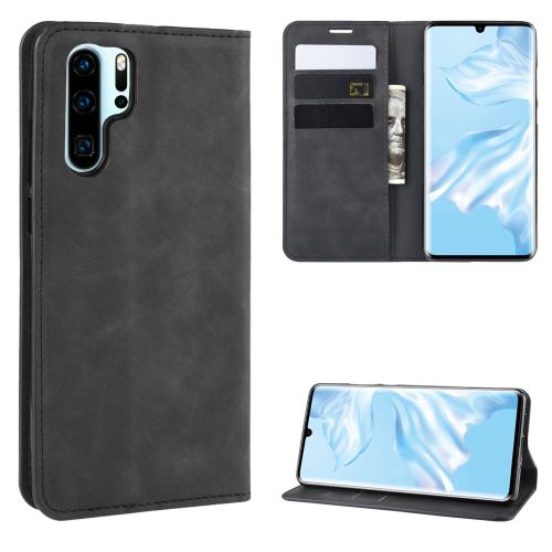 Etui en PU vintage auto-absorbé noir pour votre Huawei P30 Pro