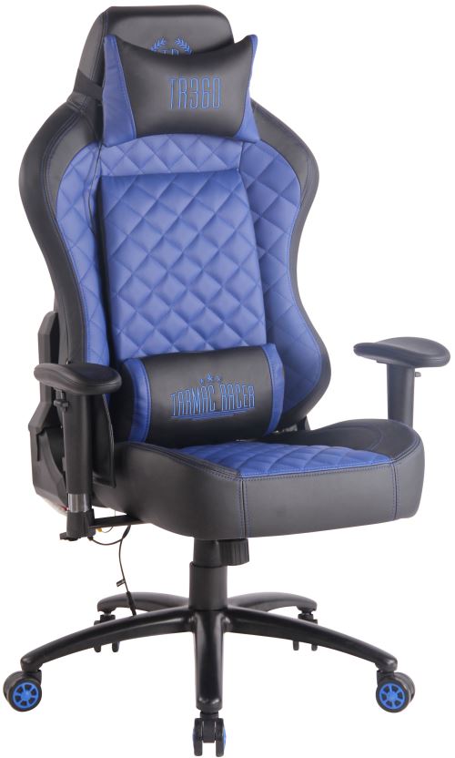 Fauteuil de bureau / Chaise Gaming Rapid XM en Similicuir Assise chauffante et Fonction de Massage- Couleur Noir/Bleu