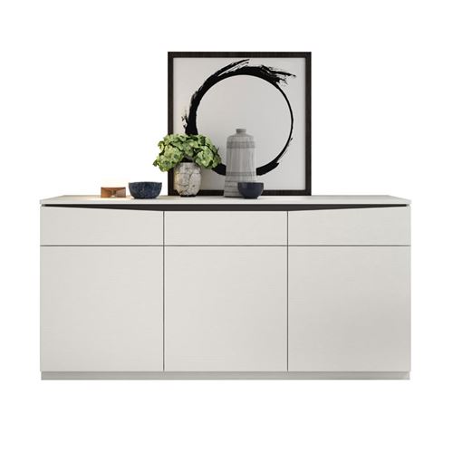 Buffet 3 portes Bois blanc/Bois noir - CAMELIA