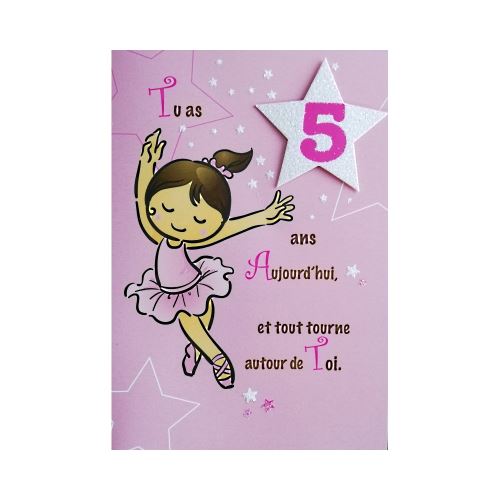 5th Carte d'anniversaire fille