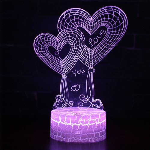 Stack Lampe 3D Tactile Veilleuses Enfant 7 Couleurs Avec Telecommande - L'amour #583