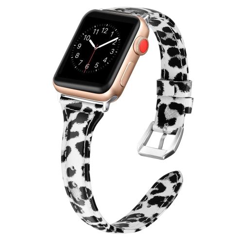 Bracelet en cuir véritable surface léopard gris pour votre Apple Watch Series 4 40mm/Watch Series 3/2/1 38mm