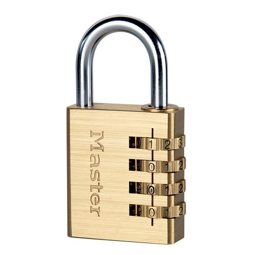 Master Lock 604EURD Cadenas à Combinaison à 4 Chiffres en Aluminium et Finition Laiton, Doré, 8,1 x 4 x 1,8 cm