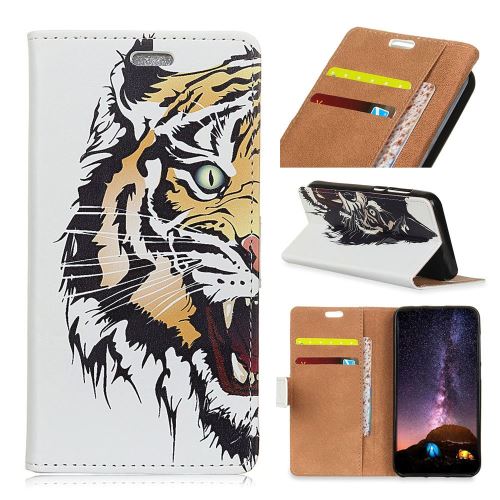 Etui en PU impression de motifs tigre féroce pour votre Huawei P30 Lite
