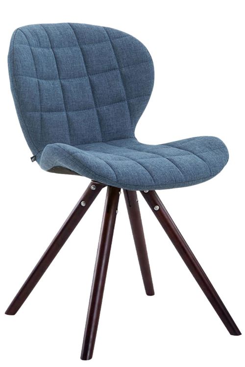 Chaise visiteur Alyssa tissu piètement rond , Cappuccino/Bleu
