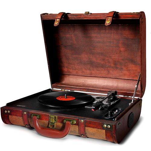 Camry CR 1149 Platine Vinyle,Vintage,Portable 33/45/78 RPM, Design valise,Entrée/sortie Audio Marrón