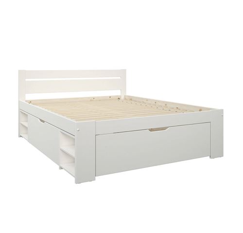 Lit Rangement Tara 140 X 190 Cm Blanc Achat Prix Fnac