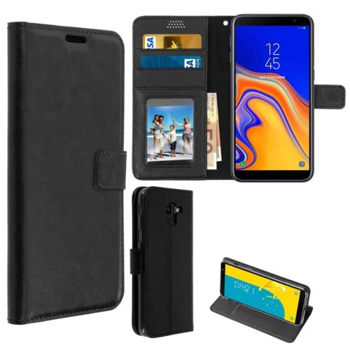 Etui coque housse portefeuille cuir pour samsung galaxy j6 -noir