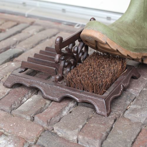 Grattoir à chaussures en fonte avec brosse en fibre de coco - Esschert design