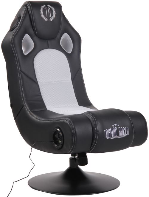 Chaise Gaming Sonore Multimédia pivotante Taupo Hauts-parleurs Port USB Caisson de basse intégrés - Couleur Noir/Blanc