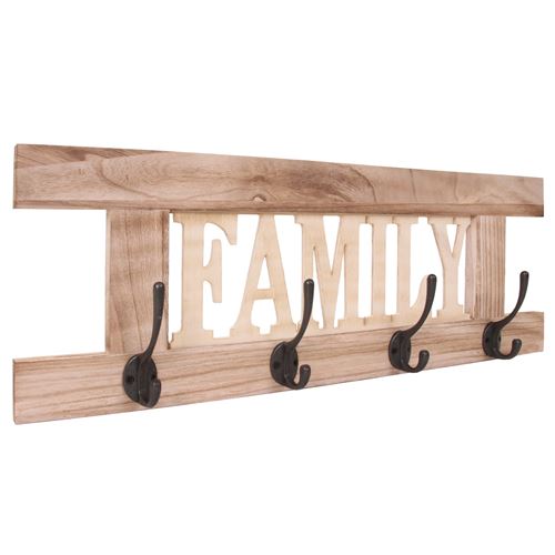 Portemanteau MENDLER HWC-C60, Family, 60x21cm brun nature shabby