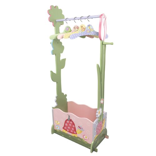Penderie armoire de rangement bois portant barre latérale valet enfant W-7482A