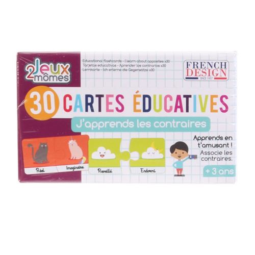 Jeu De 30 Cartes Educatives "J'Apprends Les Contraires" 12Cm Multicolore