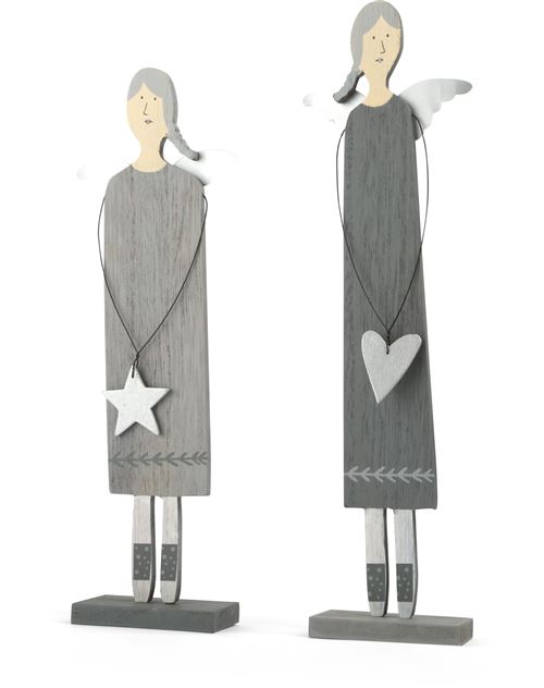 Small Foot Anges de décoration en bois gris 30 cm 2 pièces