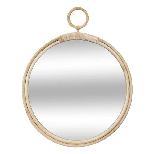 Paris Prix Beige Atmosphera Créateur D'intérieur - Miroir Mural Rond En Rotin "Kailua" 38Cm Naturel - Image 1