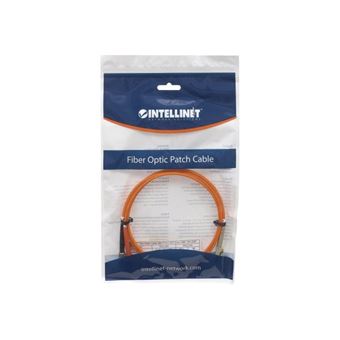 Intellinet Fiber Optic Patch Cable, OM2, LC/ST, 2m, Orange, Duplex, Multimode, 50/125 µm, LSZH, Fibre, Lifetime Warranty, Polybag - Cordon de raccordement - ST multi-mode (M) pour LC multi-mode (M) - 2 m - 2 m - fibre optique - duplex - 50 / 125 microns - 1