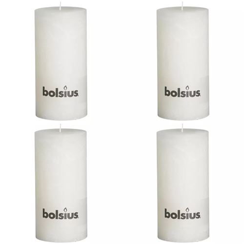 Bolsius Bougie 4 pcs Pilier rustique 200 x 100 mm Blanc