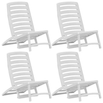 Vidaxl Chaise De Plage Pliable 4 Pcs Plastique Blanc Mobilier De
