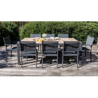 Salon De Jardin 8 Places Aluminium Et Ceramique Gris Mobilier