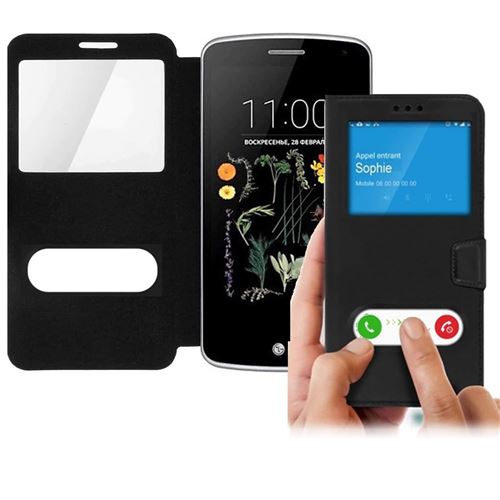 Etui de protection double fenêtre pour LG K5 - Noir
