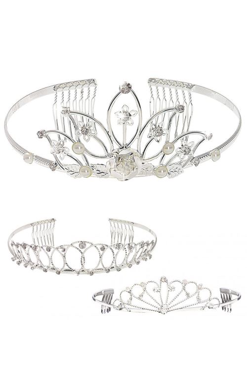 Tiare Strass Princesse 3 Modeles Differents - Argent