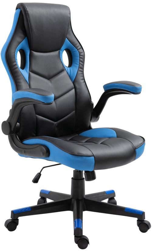 Chaise de bureau Omis en similicuir - Couleur Noir/Bleu