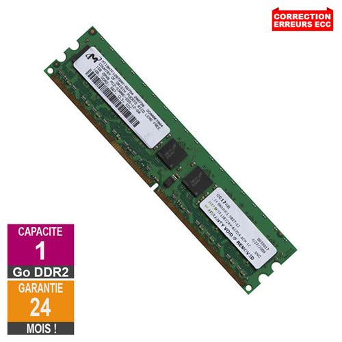 Barrette Mémoire 1Go Ram Ddr2 Micron Mt18Htf12872Ay-667D4 Dimm Pc2-5300E