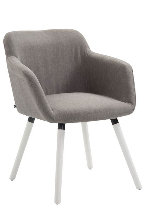 Chaise de salle à manger Debbie tissu , Gris/Bois de chêne Blanc