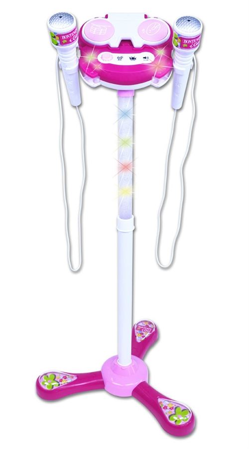 Bontempi microphone de scène avec son blanc / rose 89 cm