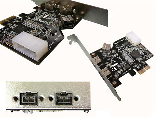 KALEA-INFORMATIQUE - Carte Controleur PCIE FIREWIRE 800 IEEE1394B sur port PCI EXPRESS 1x (PCI-E) - 2+1 Sorties - Chipset TI TEXAS INSTRUMENTS