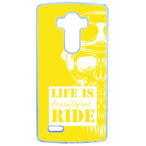 Coque Life Is Beautiful Ride Fond Jaune Compatible Lg G3 Transparent
