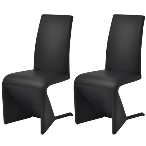 vidaXL Chaises de salle à manger cantilever 2 pcs Cuir artificiel Noir