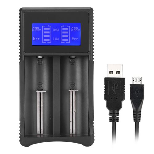 Chargeur de Batterie USB Affichage LCD Seivi pour Ni-Mh Ni-Cd Aa Aaa Li-Ion Lifepo4 Imr 18650 26650 14500 - Noir