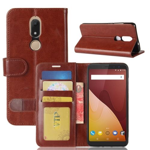 Wiko View Prime Housse Etui Cuir PU Texture Peau Marron ALS55206