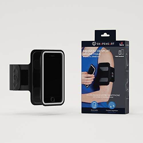 Brassard de Sport magnétique Shapeheart - avec Pochette détachable Universelle - Accédez à Votre téléphone d'un Simple Geste (Iphone, Samsung, Huawei, etc.)