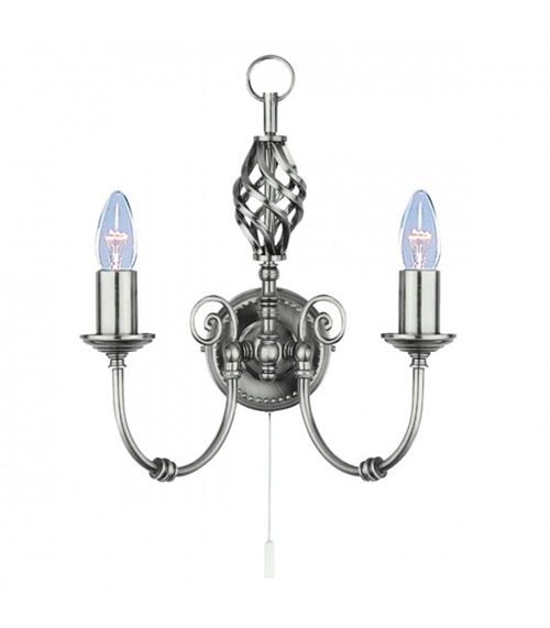 Applique 2 ampoules Zanzibar, en argent satiné