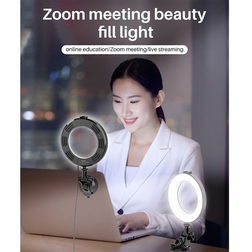 LED Lumière Anneau avec ventouse YOUKUKE 6 Selfie 3 Couleurs Réglable Rotation 270° et 10 Niveaux de Luminosité
