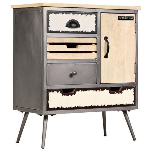 Vidaxl buffet bois de manguier massif et acier 65 x 33 x 76 cm 246283