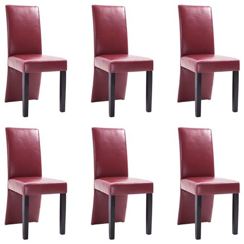 vidaXL 6 pcs Chaises de salle à manger Rouge bordeaux Similicuir
